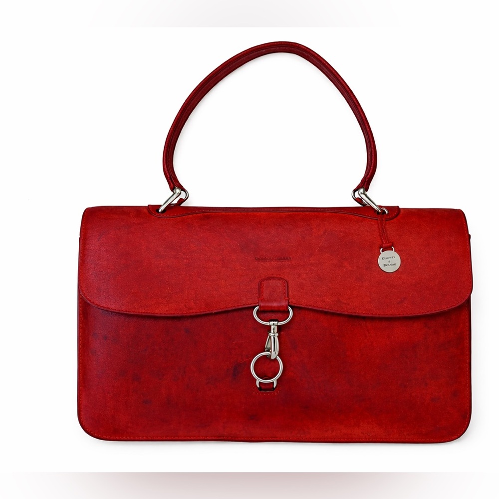 Dooney & Bourke Alto Italian Leather Briefcase Messenger Bag Red Vintage Patina - Picture 15 of 15